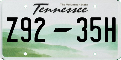 TN license plate Z9235H