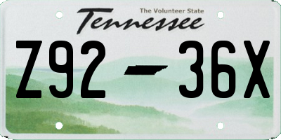 TN license plate Z9236X