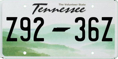 TN license plate Z9236Z