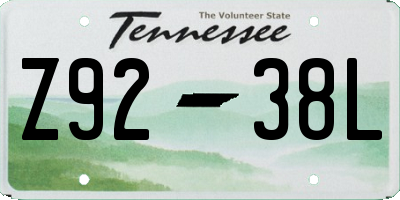 TN license plate Z9238L