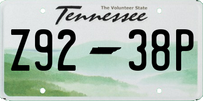 TN license plate Z9238P