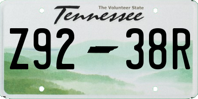 TN license plate Z9238R