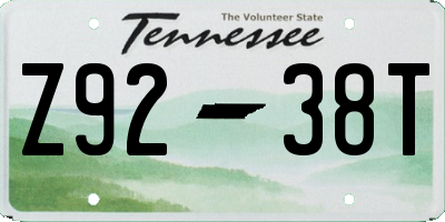 TN license plate Z9238T