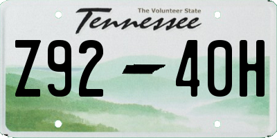 TN license plate Z9240H