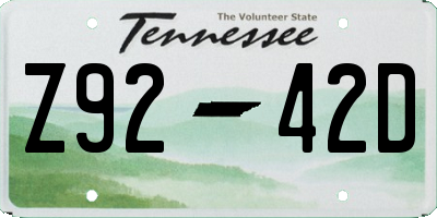 TN license plate Z9242D