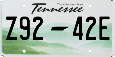 TN license plate Z9242E