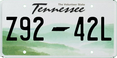 TN license plate Z9242L