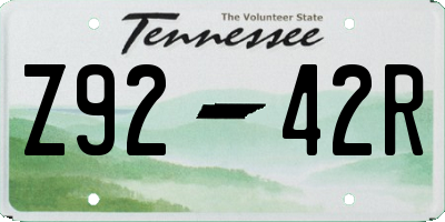 TN license plate Z9242R