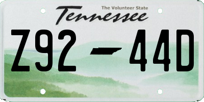 TN license plate Z9244D