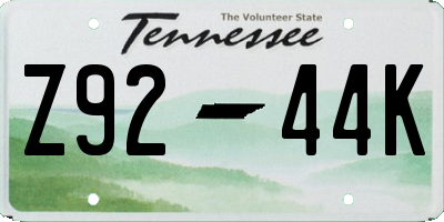 TN license plate Z9244K