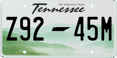TN license plate Z9245M