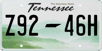 TN license plate Z9246H