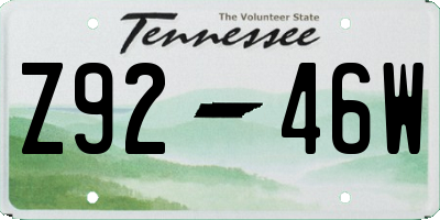 TN license plate Z9246W
