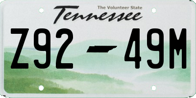 TN license plate Z9249M