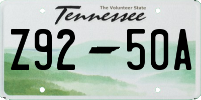 TN license plate Z9250A