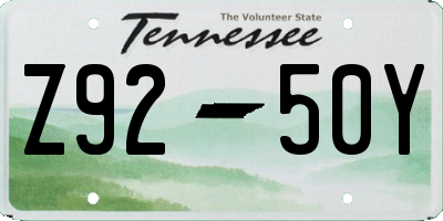 TN license plate Z9250Y