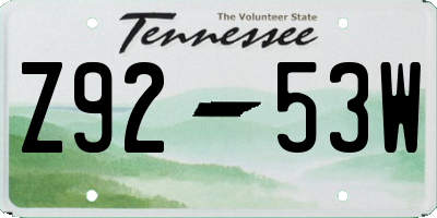 TN license plate Z9253W
