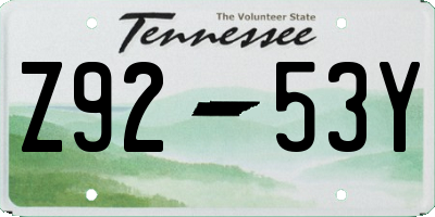 TN license plate Z9253Y