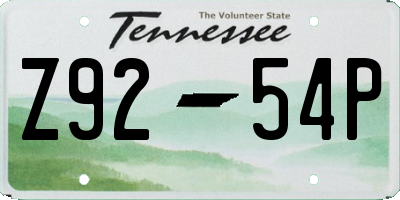 TN license plate Z9254P