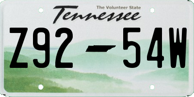 TN license plate Z9254W