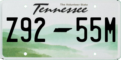 TN license plate Z9255M
