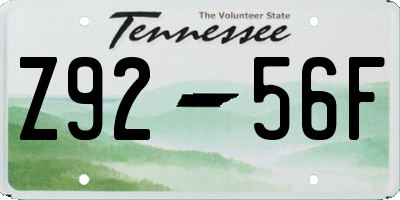TN license plate Z9256F