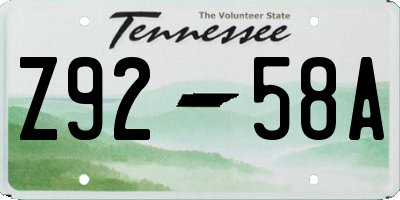 TN license plate Z9258A