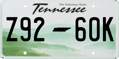TN license plate Z9260K