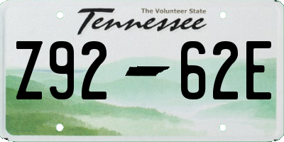 TN license plate Z9262E