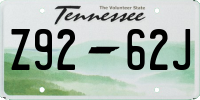 TN license plate Z9262J