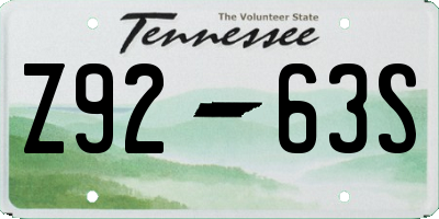 TN license plate Z9263S