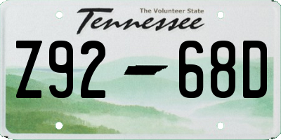 TN license plate Z9268D