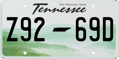 TN license plate Z9269D