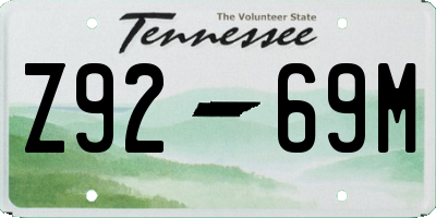 TN license plate Z9269M