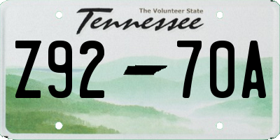 TN license plate Z9270A