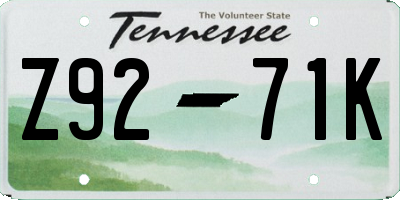 TN license plate Z9271K