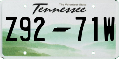TN license plate Z9271W