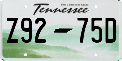 TN license plate Z9275D