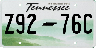 TN license plate Z9276C