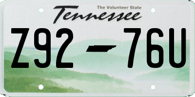 TN license plate Z9276U