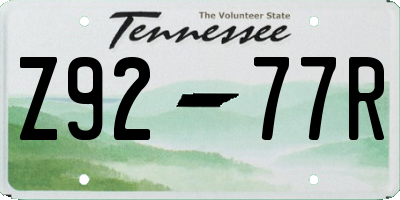 TN license plate Z9277R