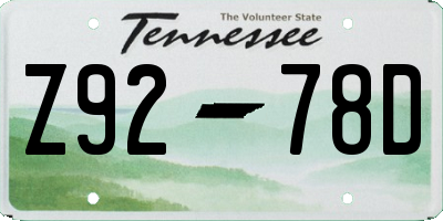 TN license plate Z9278D
