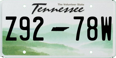 TN license plate Z9278W