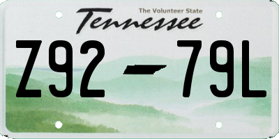 TN license plate Z9279L