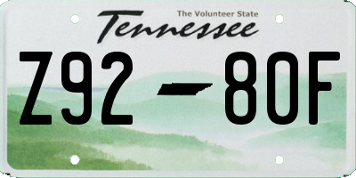 TN license plate Z9280F