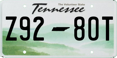TN license plate Z9280T