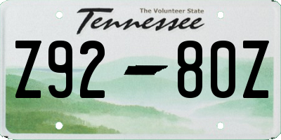 TN license plate Z9280Z