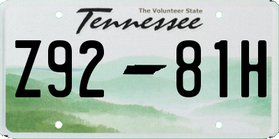 TN license plate Z9281H