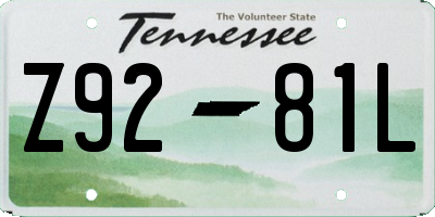 TN license plate Z9281L