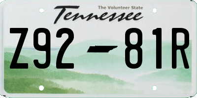TN license plate Z9281R